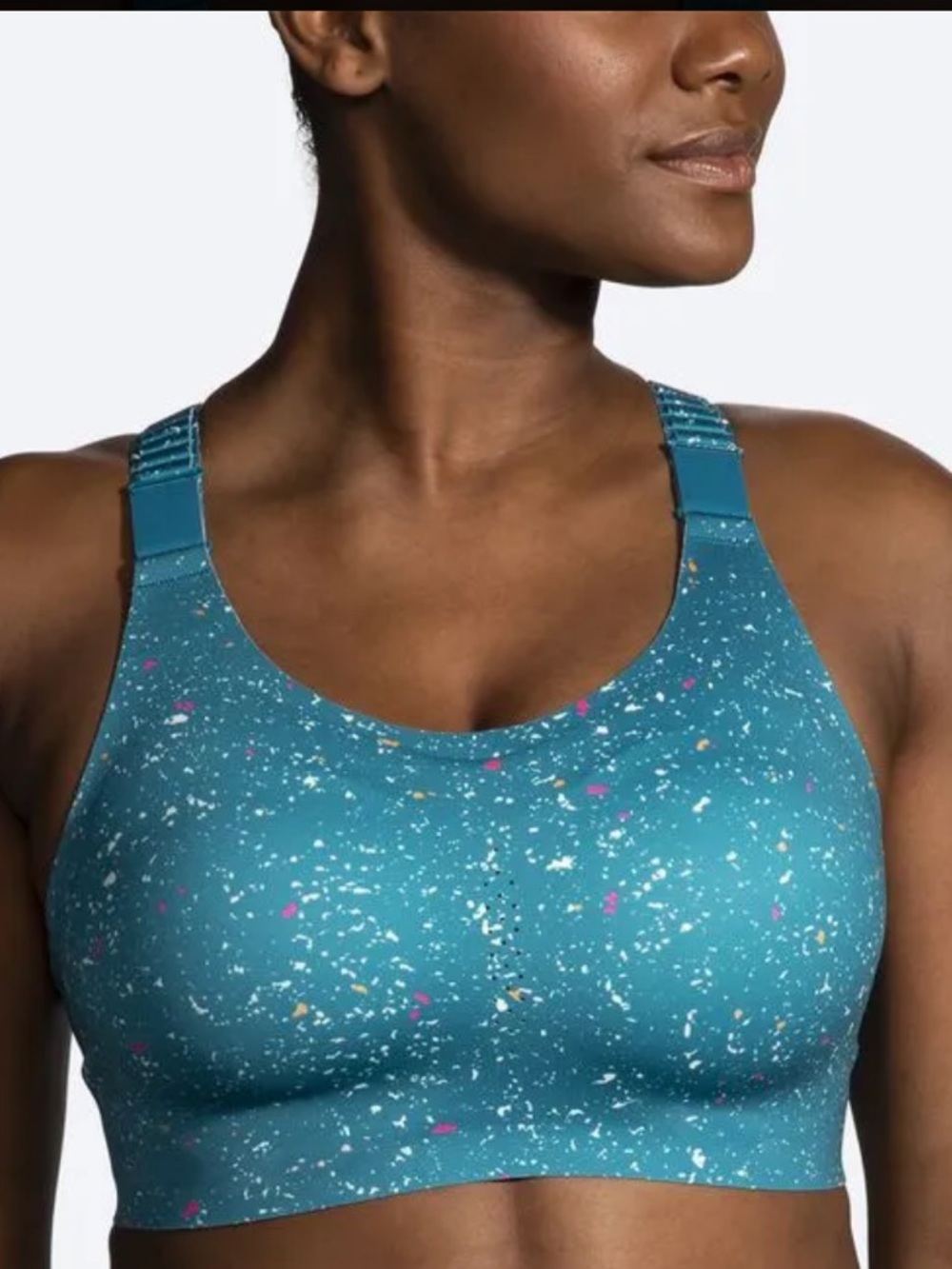 Brooks Dare Racerback 2.0 Sports Bra in Lagoon Speckle 38 DD